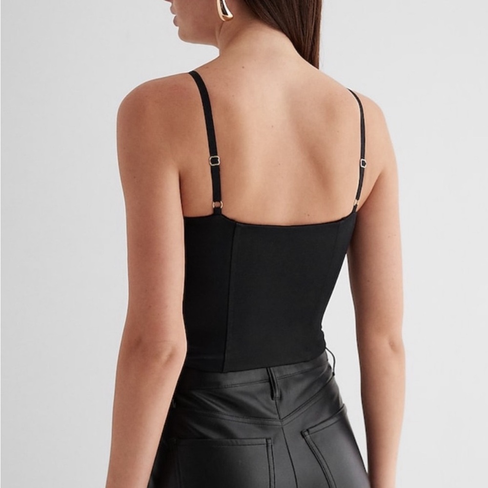 NWOT Express Body Contour Satin Corset Crop Tank Top Bustier Black Cami - Picture 2 of 7